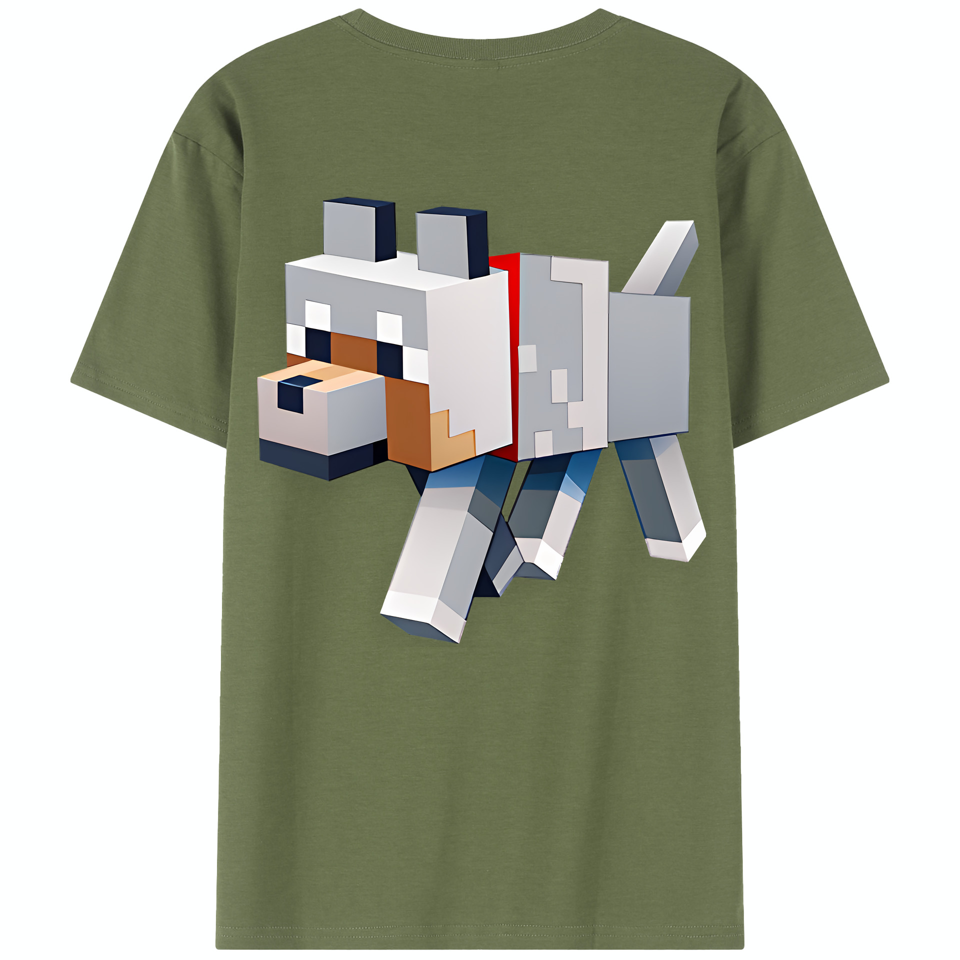 （画像用） マインクラフト ブロックの世界 Minecraft MC Block world 綿100％半袖Tシャツ（背面プリント）